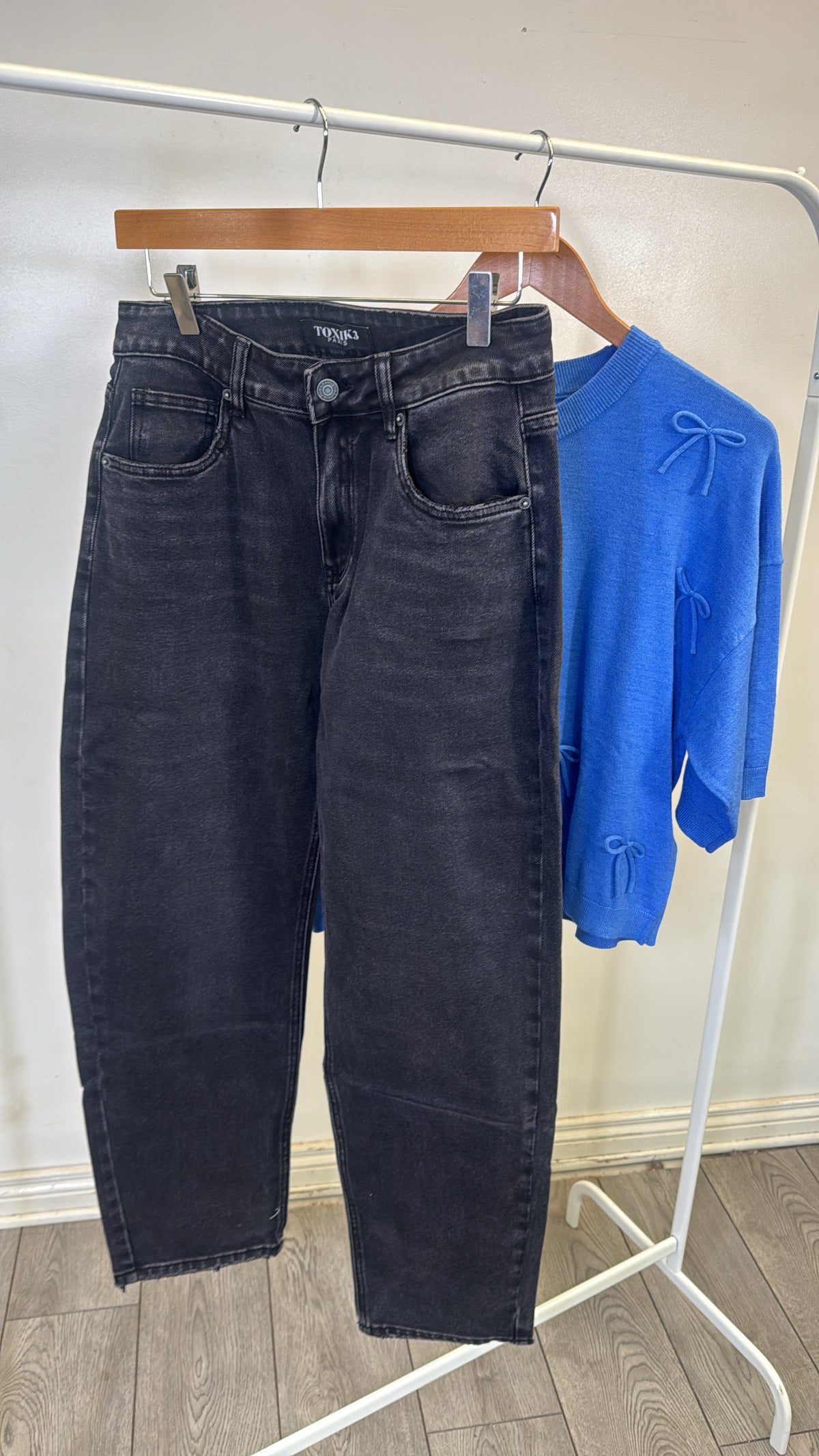 Toxik Highwaisted Barrel Leg Black Denim Jeans
