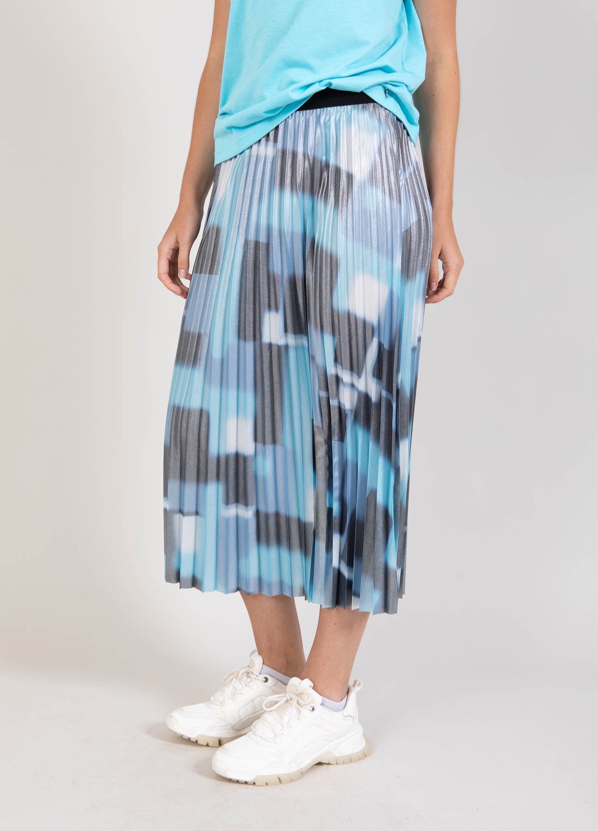 Coster Copenhagen Plisse Metallic Graphic Abstract Printed Midi Skirt, 241-4109