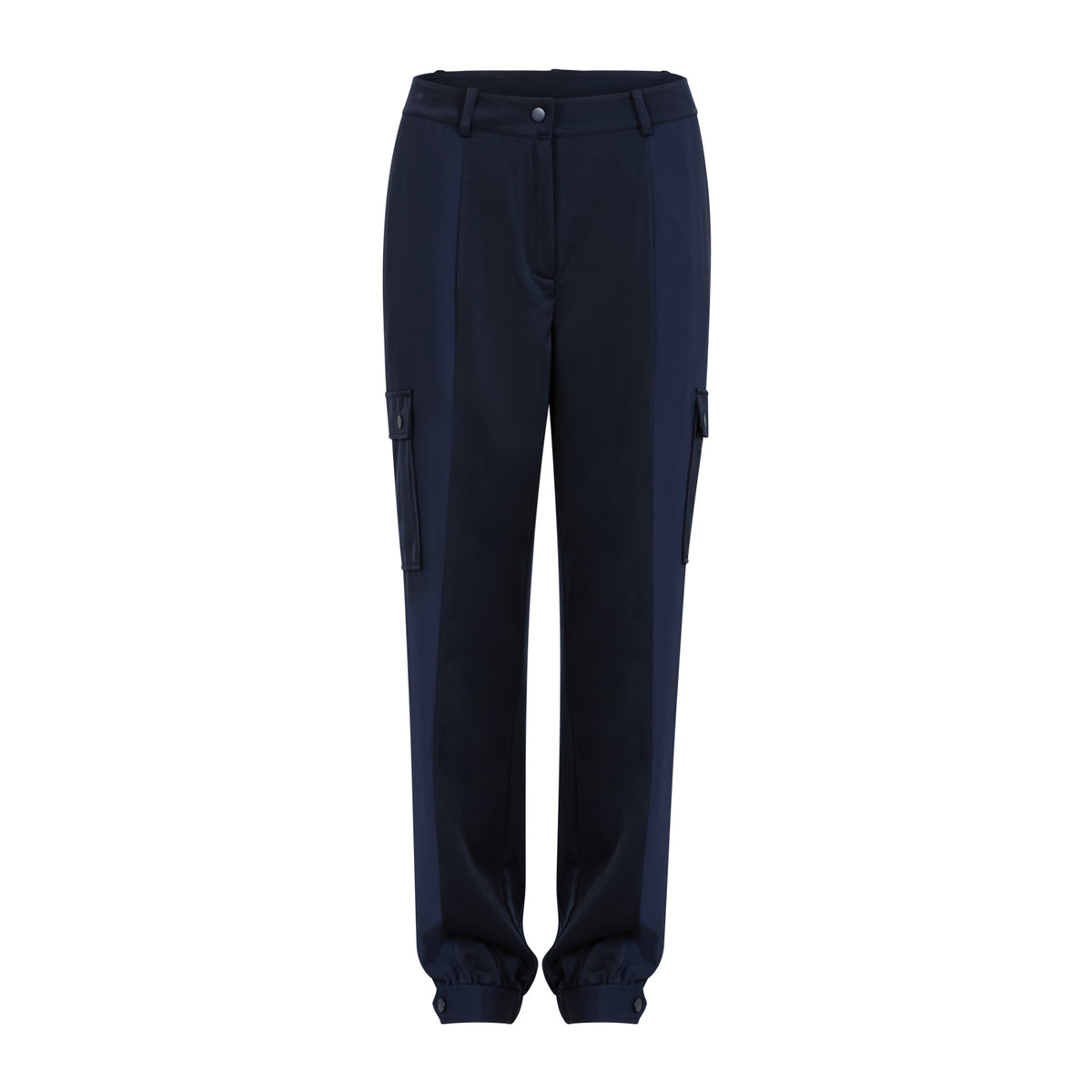 Coster Copenhagen Navy Satin Cuffed Cargo Joggers, 244-3413