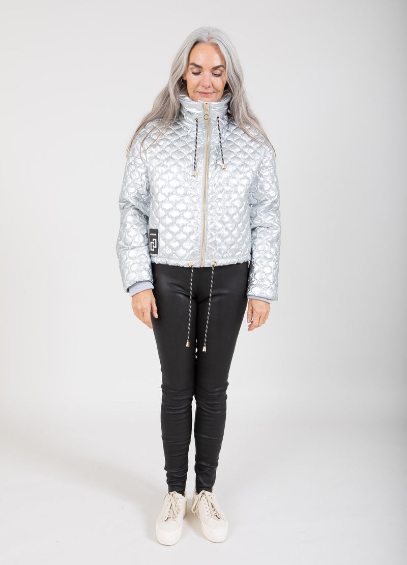 Coster Copenhagen Silver Quilted Cropped Oversized Jacket, 244-6414 