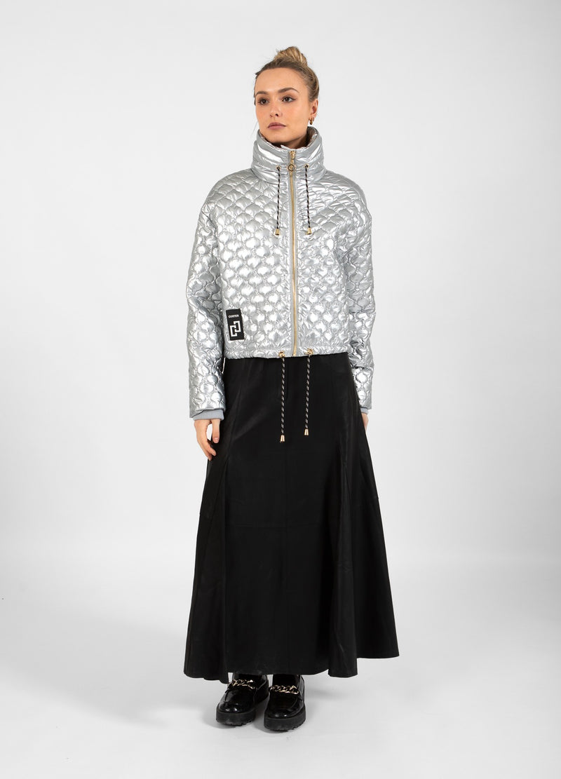 Coster Copenhagen Silver Quilted Cropped Oversized Jacket, 244-6414 