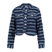 Coster Copenhagen Denim Textured Cropped Jacket with Pearl Buttons, 244-8454