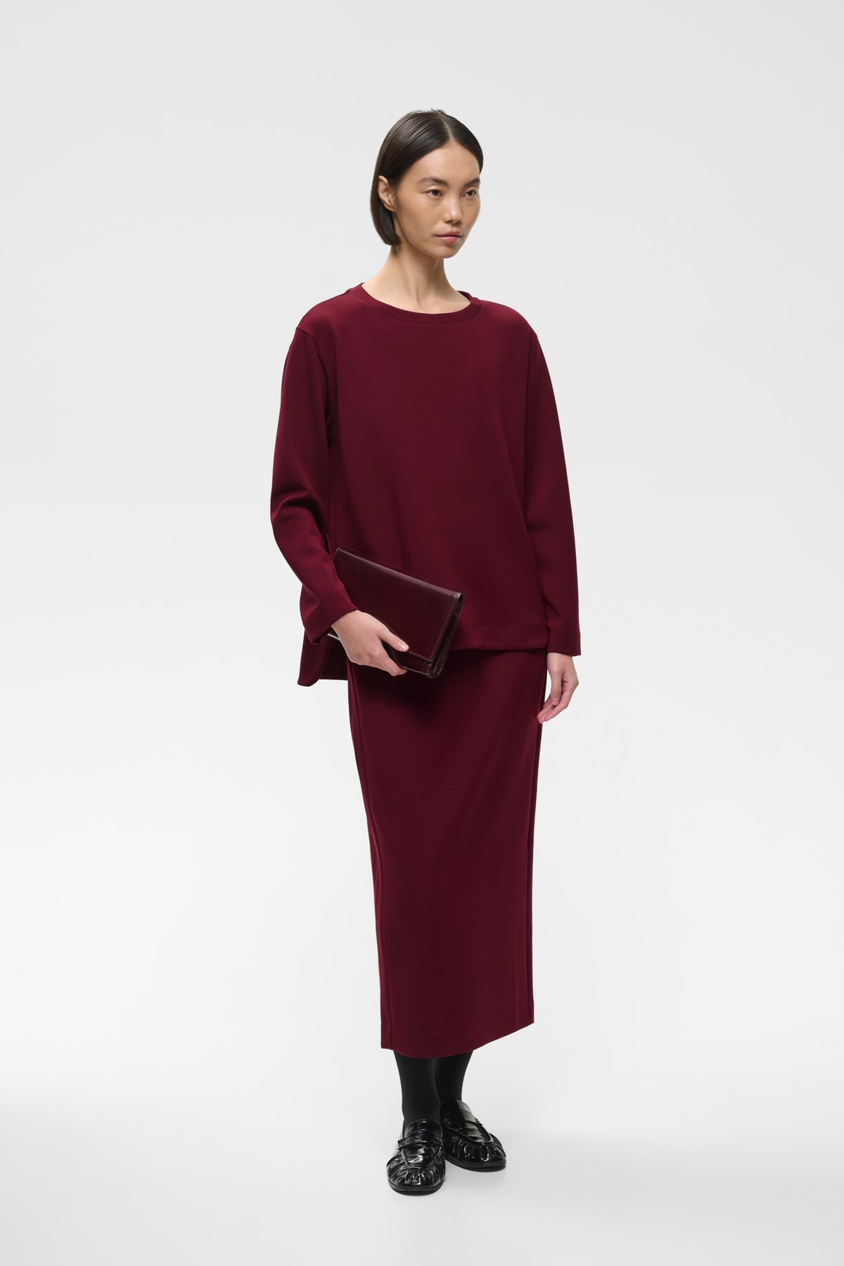 InWear Gincent Zinfandel Burgundy Modal Supersoft Dipped Hem Sweatshirt, 30108654