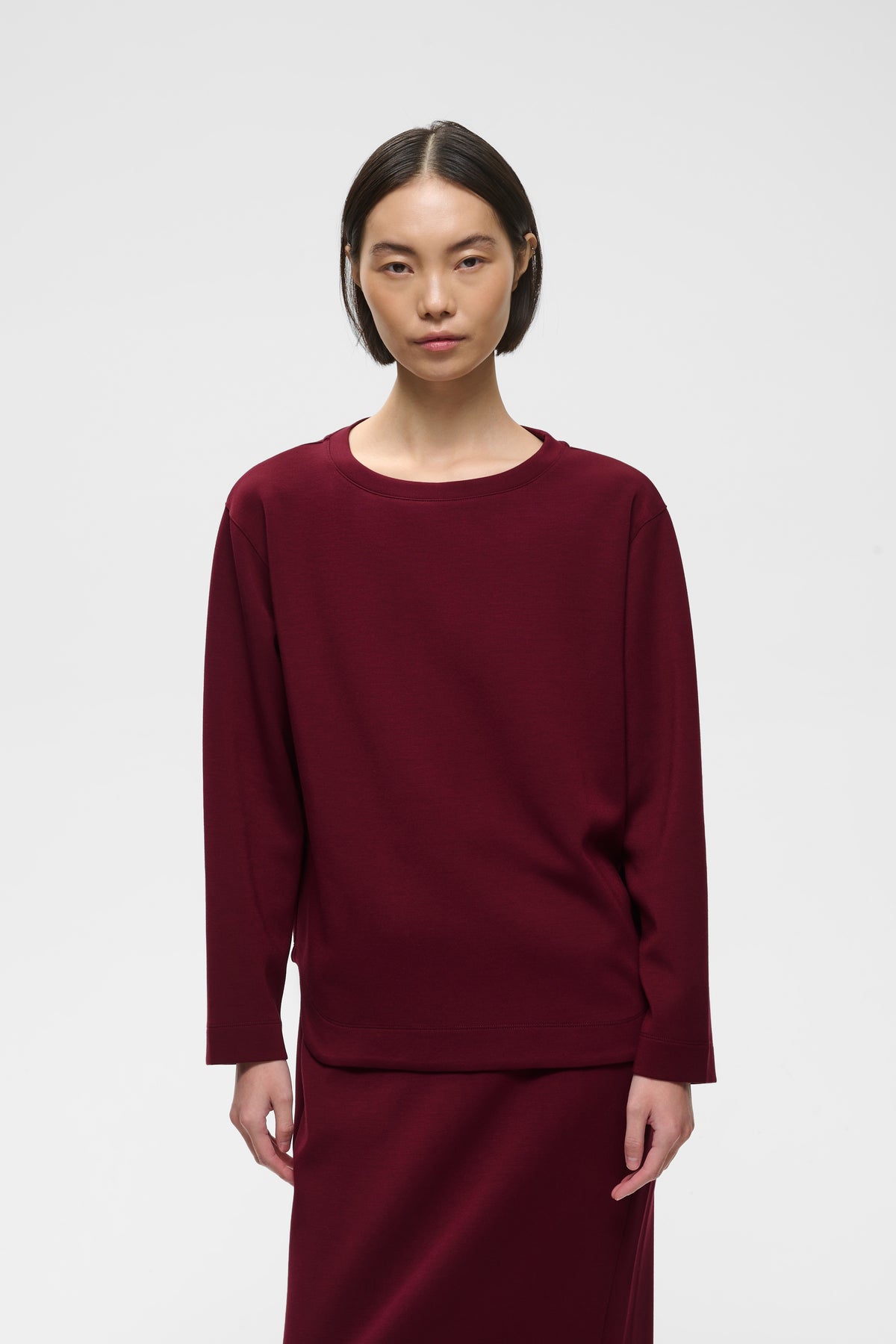 InWear Gincent Zinfandel Burgundy Modal Supersoft Dipped Hem Sweatshirt, 30108654