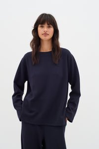 InWear Gincent Marine Blue Modal Supersoft Dipped Hem Sweatshirt
