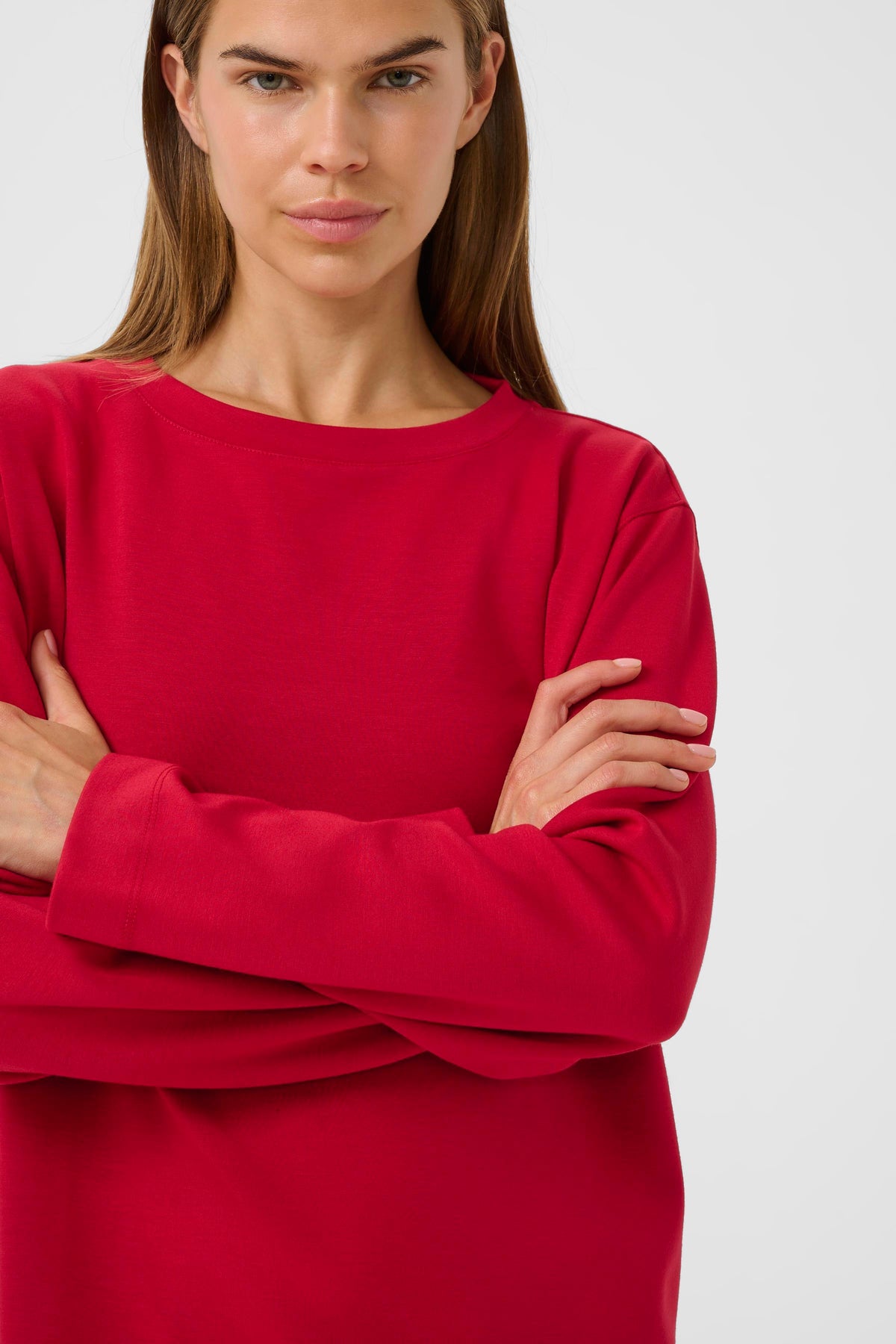 InWear Gincent True Red Modal Supersoft Dipped Hem Sweatshirt