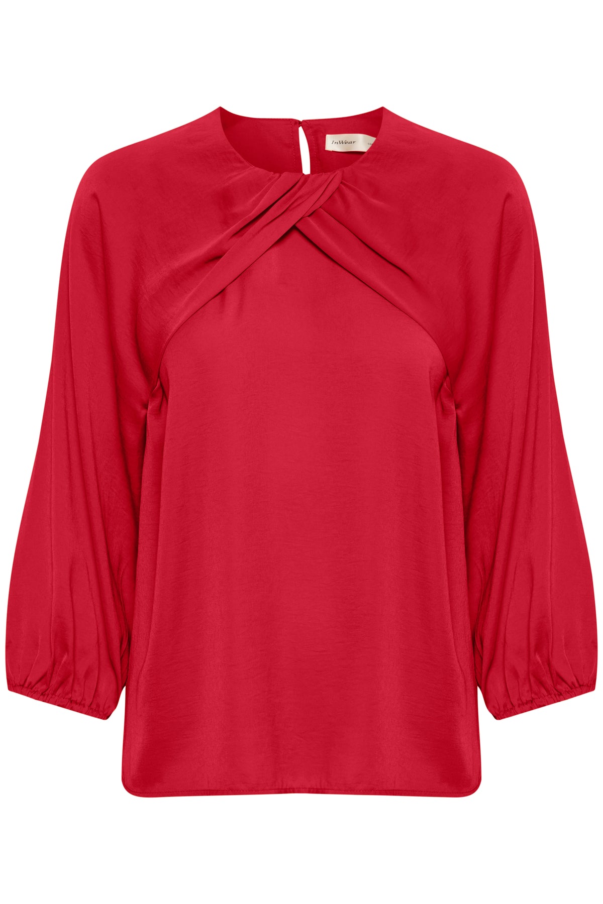 InWear Lito True Red Draped Neck Blouse, 30108828