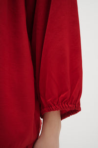 InWear Lito True Red Draped Neck Blouse, 30108828