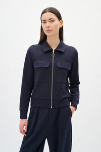 InWear PannieIW Marine Blue Modal Barrel Leg Ankle Length Trousers