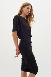 InWear Letitsia Black Ruched Midi Dress, 30109539