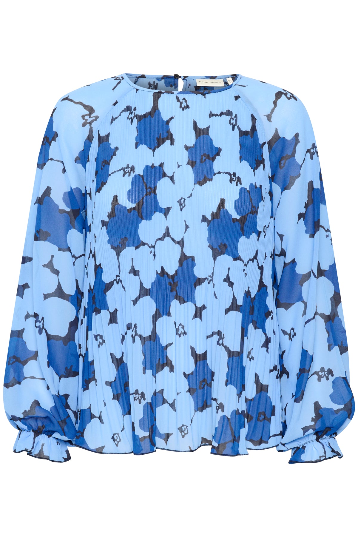 InWear Mendra Blue Flower Plisse Oversized Blouse, 30109660