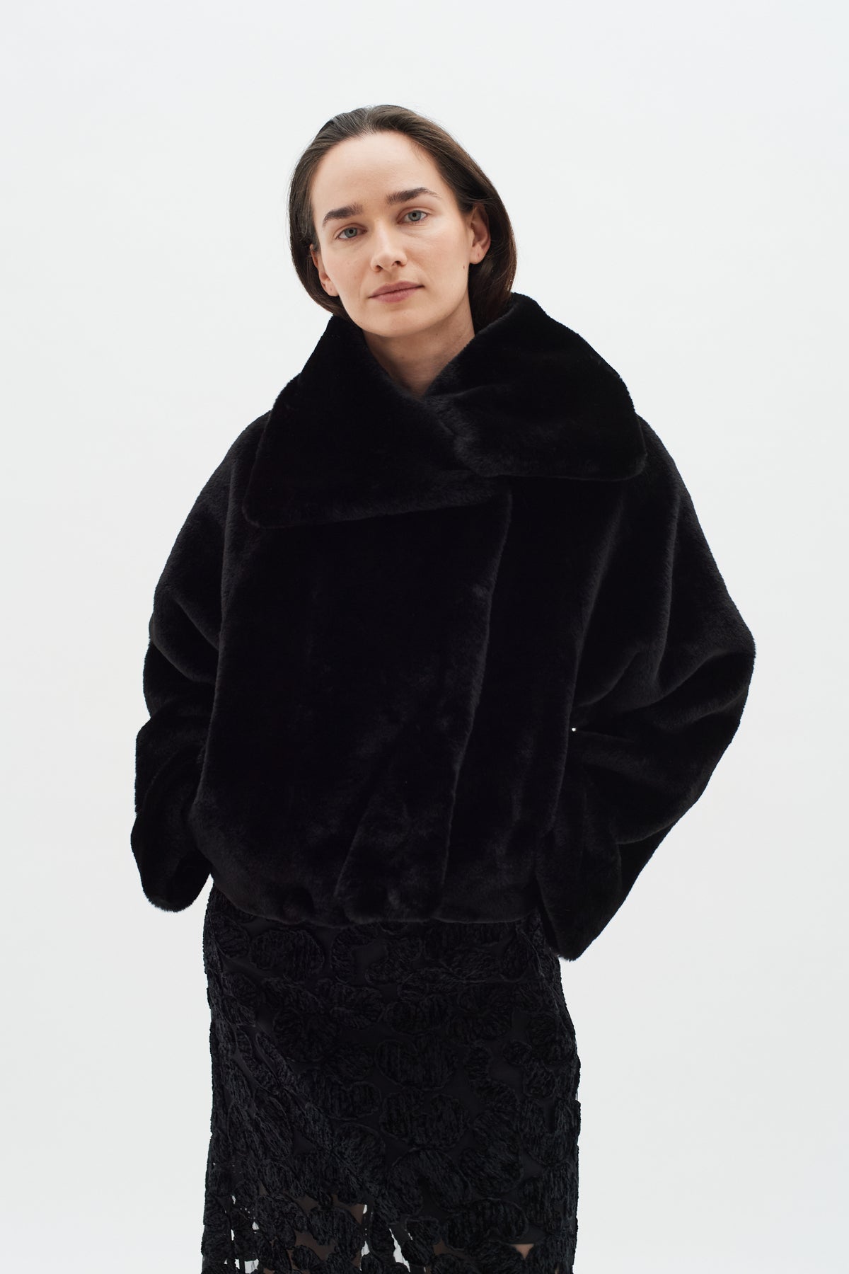 InWear Yoneko Black Faux Fur Short Coat