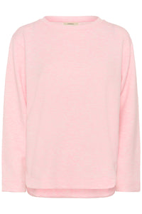 InWear Gincent Candy Pink Melange Modal Supersoft Dipped Hem Sweatshirt