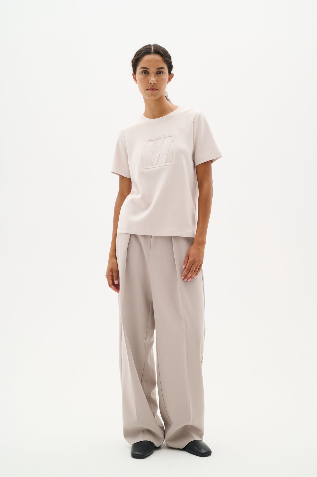 InWear Vincent Haze Beige Embossed Logo T-Shirt