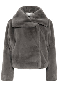 InWear YoboIW Sandy Grey Faux Fur Short Coat