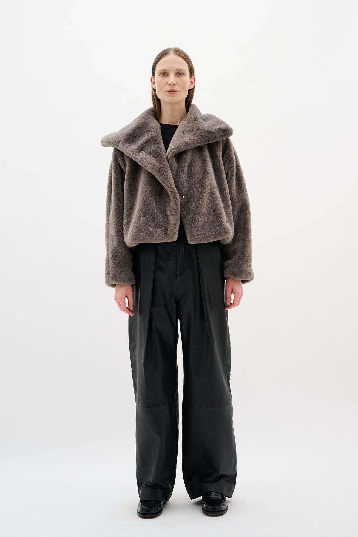 InWear YoboIW Sandy Grey Faux Fur Short Coat