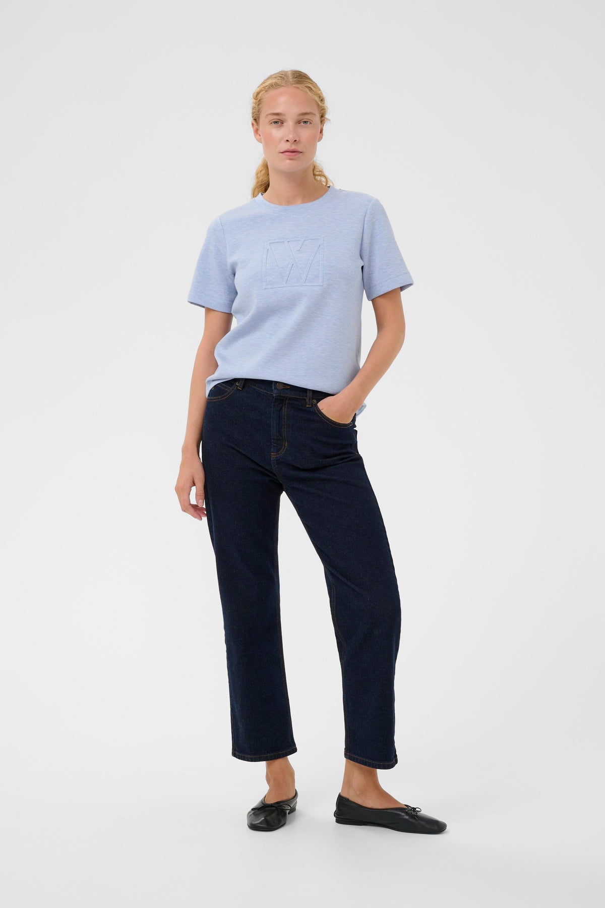 InWear Vincent Endless Sky Melange Embossed Logo T-Shirt