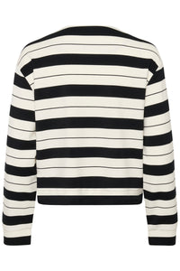 InWear Gida Vincent Whisper White/Black Stripe Modal Cardigan Jacket, 30110948