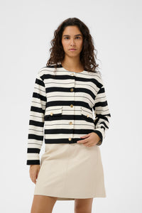InWear Gida Vincent Whisper White/Black Stripe Modal Cardigan Jacket, 30110948
