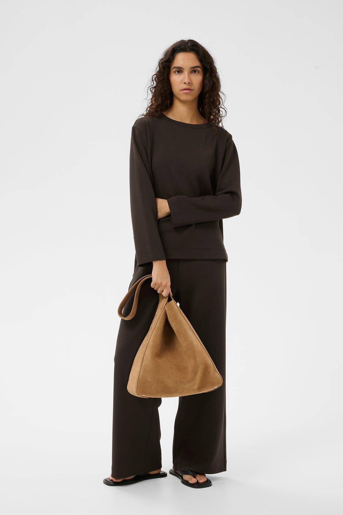 BACK IN STOCK - InWear Gincent Chocolate Brown Modal Supersoft Dipped Hem Sweatshirt