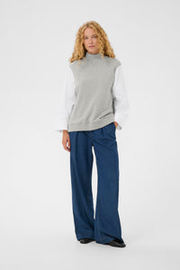 InWear Capella Grey Melange Sweatshirt with Button Detailing