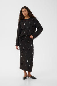 InWear Aida Black Modal Deco Ankle Length Tube Skirt