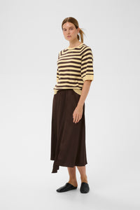 InWear MadieIW Coffee Bean/Chamomile Stripe Knitted T-Shirt Pullover, 30112398