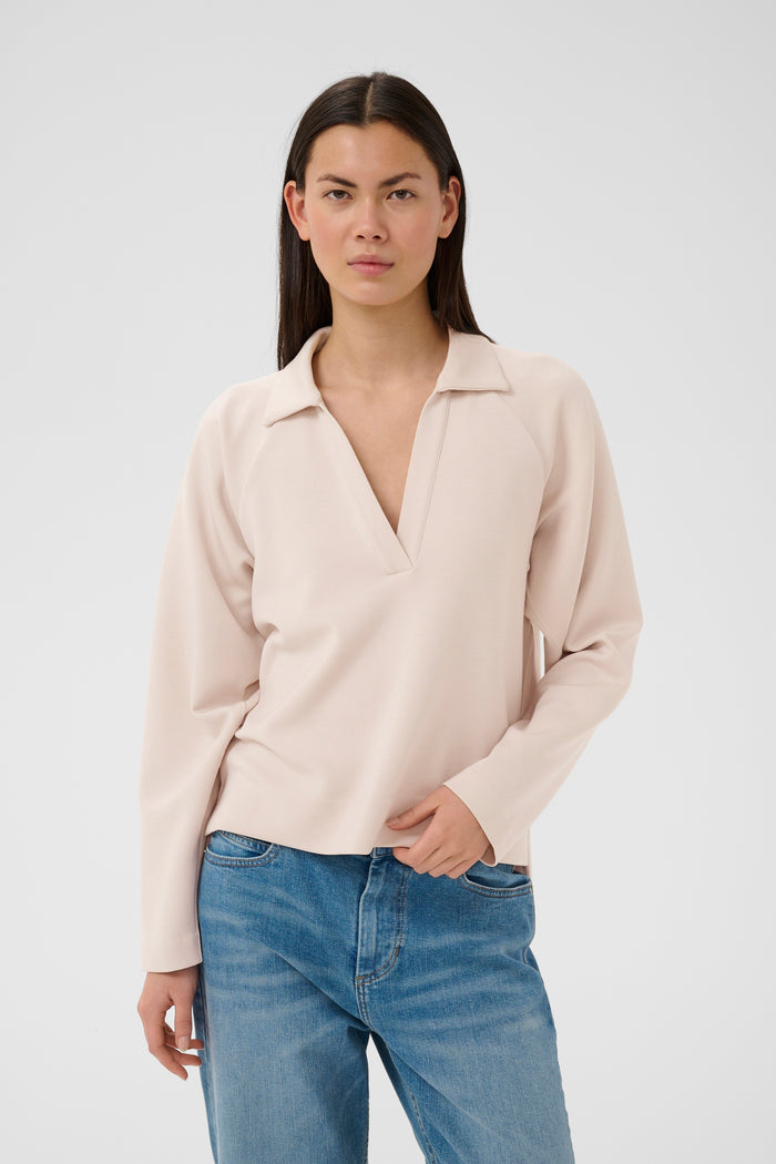 InWear SimiIW Vincent Haze Beige Polo Blouse, 30112431