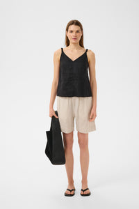 InWear ElinorIW Black V-Neck Linen Blouse, 30112539