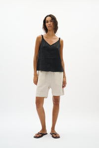 InWear ElinorIW Black V-Neck Linen Blouse, 30112539