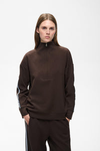 InWear Aggie Vincent Chocolate Brown Modal 1/2 Zip Sweatshirt, 30112856