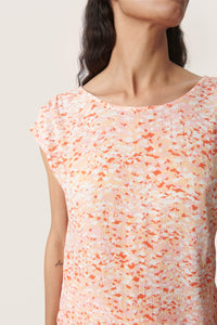 Soaked in Luxury Oversized Zaya Apricot Dizzy Print Top, 30403130