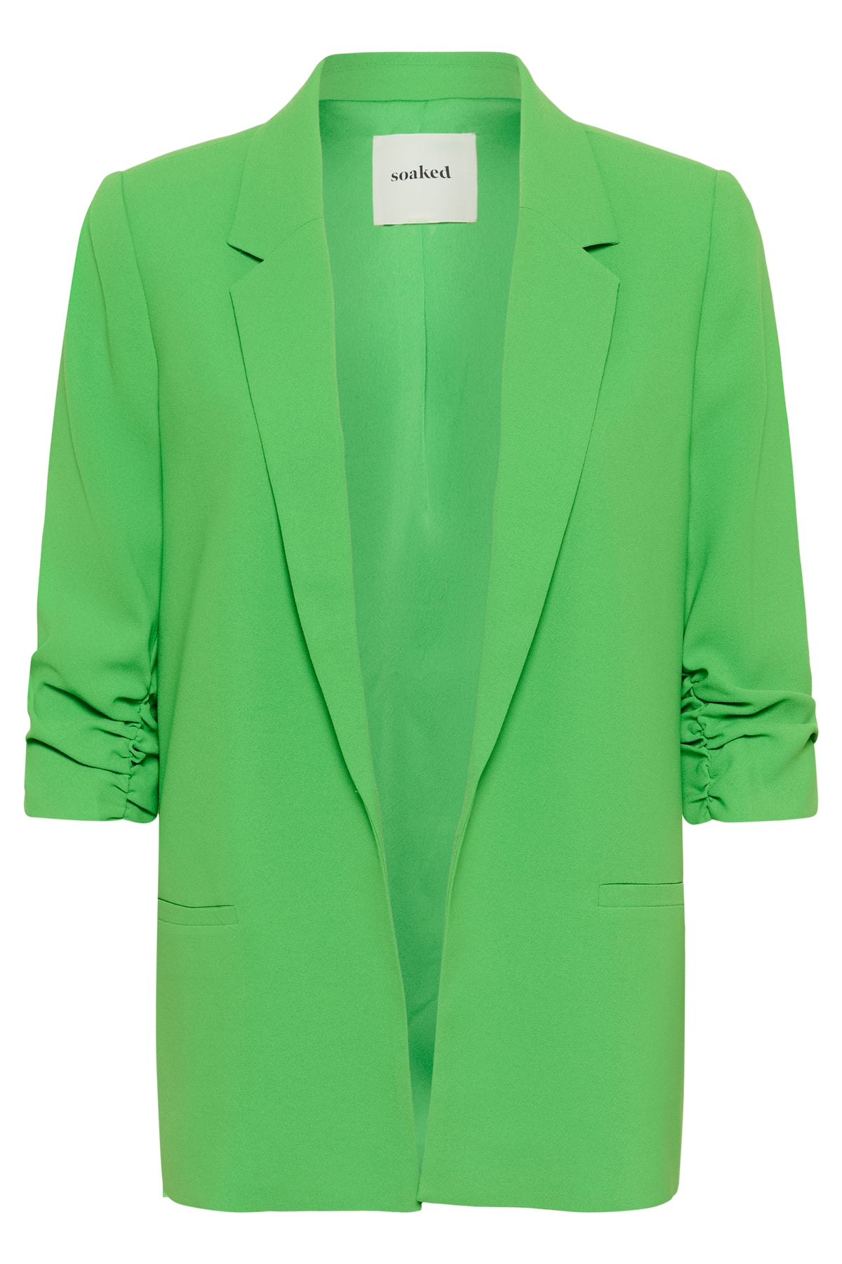Soaked in Luxury Shirley Vibrant Green Ruched Sleeve Blazer, 30403608