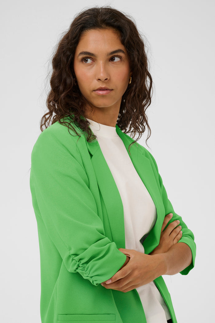 Soaked in Luxury Shirley Vibrant Green Ruched Sleeve Blazer, 30403608