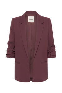 Soaked in Luxury Shirley Huckleberry Ruched Sleeve Blazer, 30403608