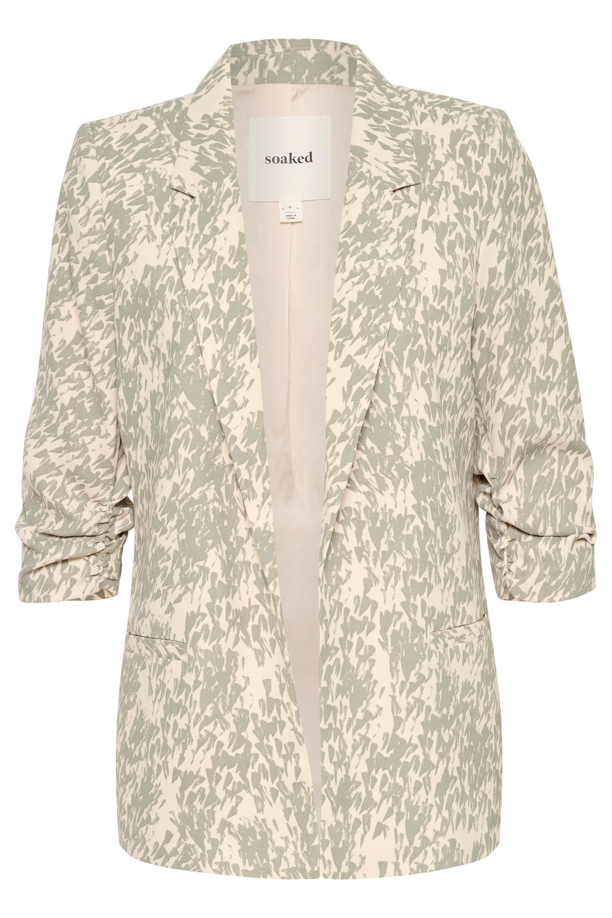 Soaked in Luxury Shirley Shadow Green Printed Blazer, 30405041