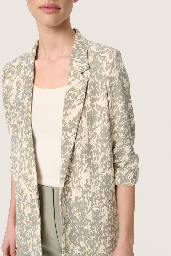 Soaked in Luxury Shirley Shadow Green Printed Blazer, 30405041