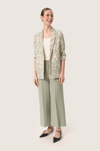 Soaked in Luxury Shirley Shadow Green Printed Blazer, 30405041