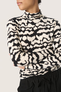 Soaked in Luxury Hanadi Whitecap Burro Zig Zag Printed Rollneck Top, 30405647