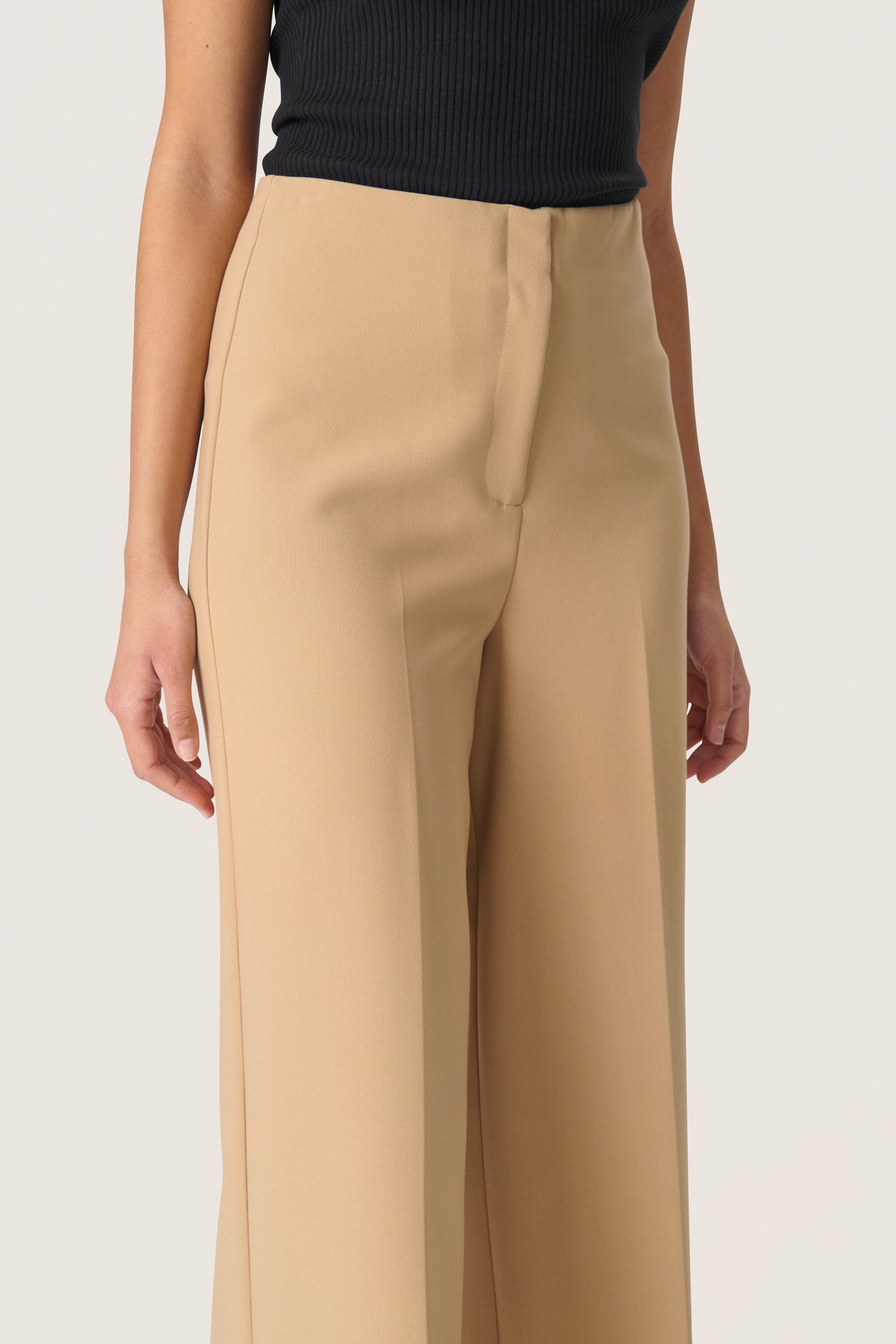 Soaked in Luxury Corinne Travertine Beige Wide Cropped Culotte Trouser