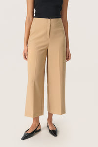 Soaked in Luxury Corinne Travertine Beige Wide Cropped Culotte Trouser