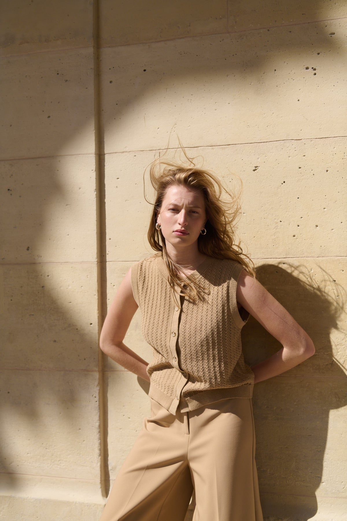 Soaked in Luxury Corinne Travertine Beige Wide Cropped Culotte Trouser