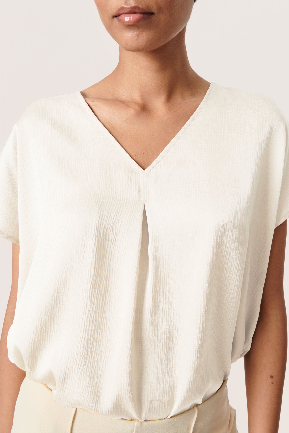 Soaked in Luxury Loana Marija Whisper White V-Neck Blouse, 30407198