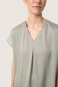 Soaked in Luxury Loana Marija Shadow Green V-Neck Blouse, 30407198