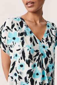 Soaked in Luxury Dusine Marija Seat Jet Flower Print Top,  30407340