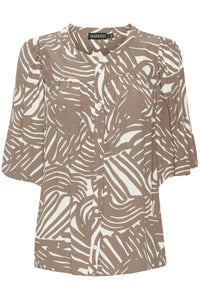 Soaked in Luxury Marian Walnut Line Oversized Blouse, 30407342