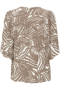 Soaked in Luxury Marian Walnut Line Oversized Blouse, 30407342