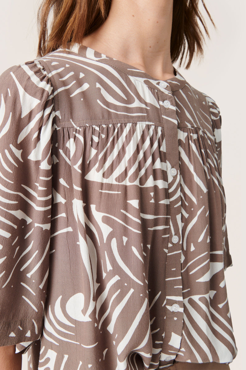 Soaked in Luxury Marian Walnut Line Oversized Blouse, 30407342