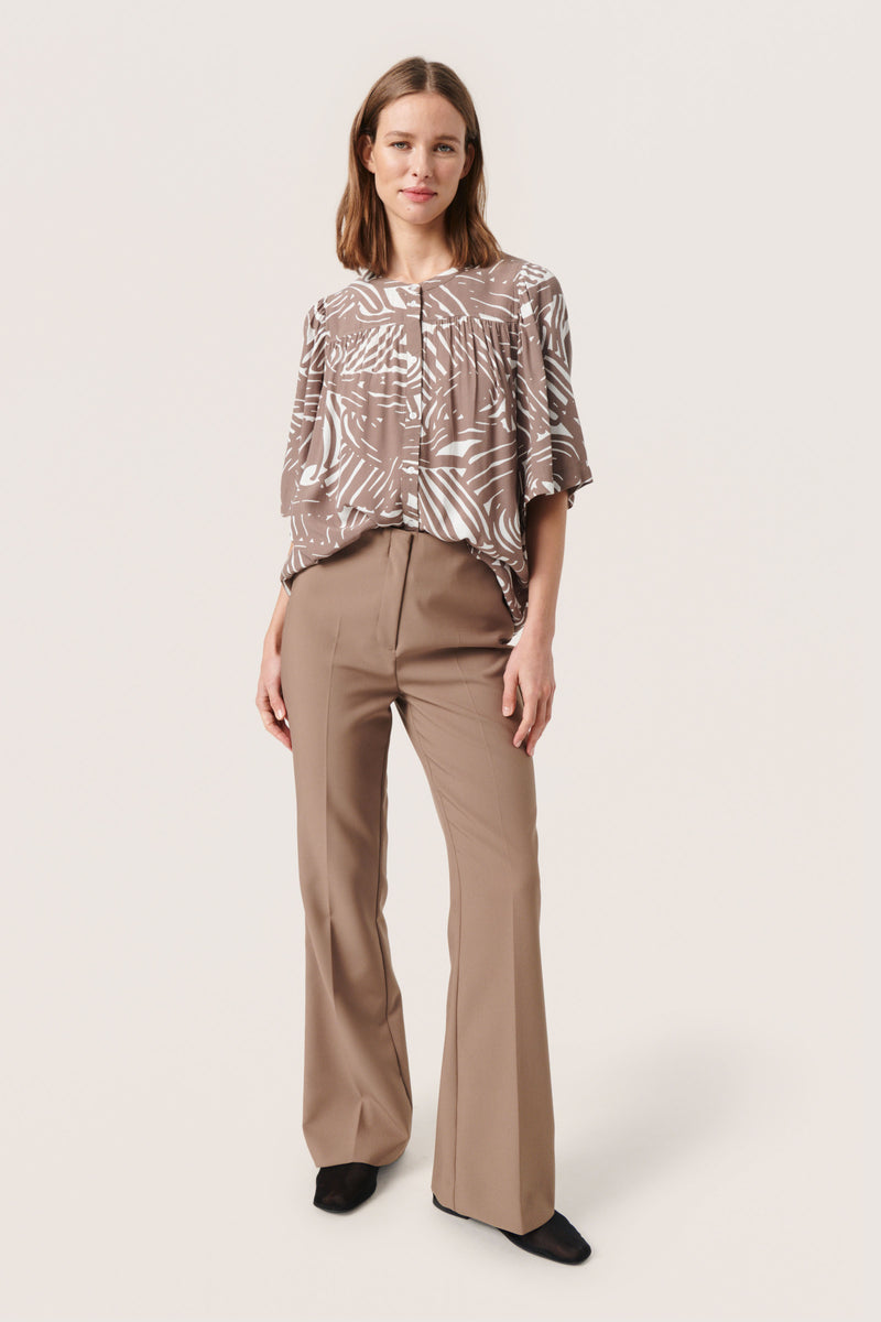 Soaked in Luxury Marian Walnut Line Oversized Blouse, 30407342