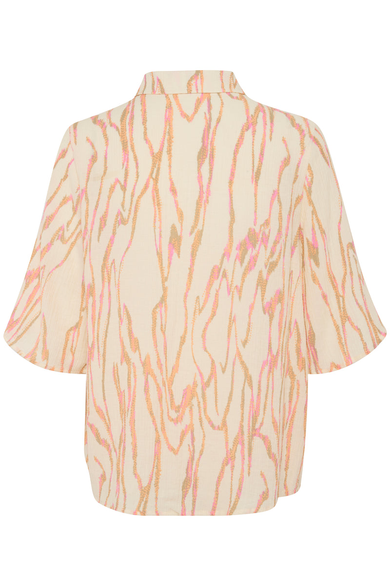 Soaked in Luxury Kehlani Whisper White Abstract Printed Short Sleeve Shirt